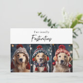 Bontvriendelijke festiviteiten Hond Kerstmis Fotoc Feestdagenkaart (Staand voorkant)