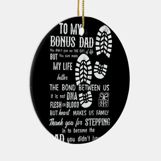 Bonus Dad Day Stepdad for Daughter Son Keramisch Ornament (Rechts)