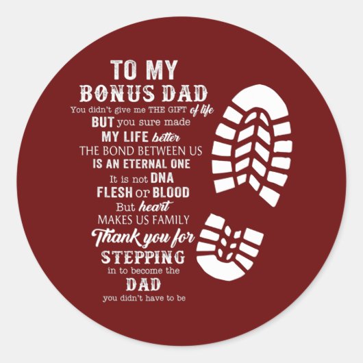 Bonus Dad Day van Stepdad voor Dochter Ronde Sticker (Voorkant)