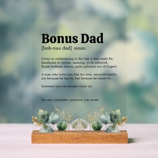 Bonus Dad Definition Acryl Bord (Neutraal)