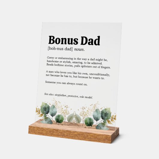 Bonus Dad Definition Acryl Bord (Hoek)