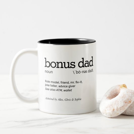 Bonus Dad Definition Tweekleurige Koffiemok (Met donut)