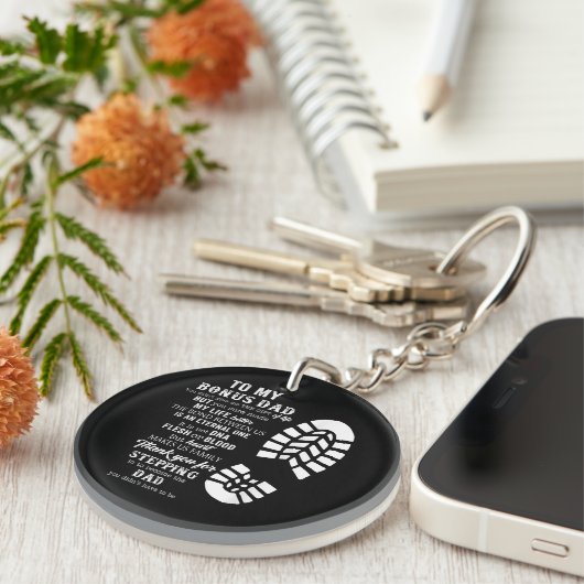 Bonus Dad Fathers Day Gift from Stepdad for Daught Sleutelhanger (Voorkant Rechts)