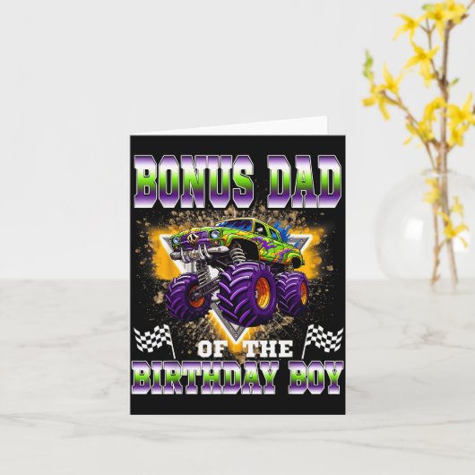 Bonus Dad Of The Birthday Boy Monster Truck Birthd Kaart (Gele Bloem)