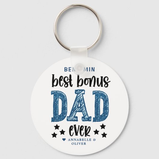 "Bonus Dad" Stap Pa Typografie Sleutelhanger (Voorkant)