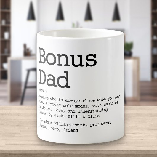 Bonus Dad Stepdad Definition Black en White Koffiemok