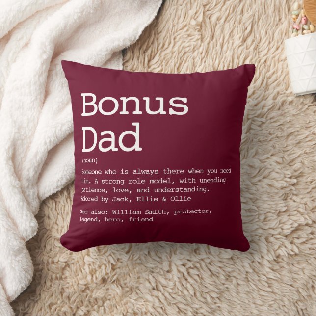 Bonus Dad Stepdad Definition Burgundy Red Kussen (Deken)