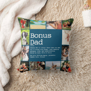 Bonus Dad Stepdad Definition Photo Collage Blue Kussen