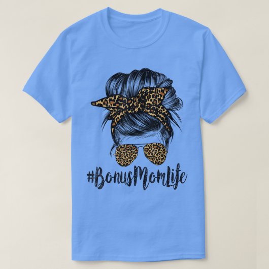 Bonus Ma Life Hair Bandana Glasses Leopard Moeder T-shirt (Design voorkant)