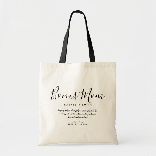 Bonus Mam Elegant Script Stepmam Quote Canvas tas (Voorkant)