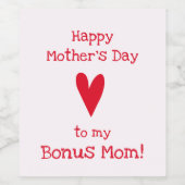 Bonus mam! Happy Moederdag Wijnlabel Wijn Etiket (Enkel label)