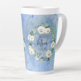Bonus Mam Ik hou van je Blauw Wit Boho Bloemen kra Latte Mok