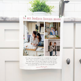 "Bonus mam" Stap mama | Floral 3 Foto Tea Towel Theedoek