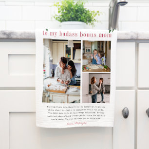 "Bonus mam" Stap mama Floral 3 Foto Tea Towel Theedoek