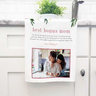 "Bonus mam" Stap mama Floral Photo Tea Towel Theedoek