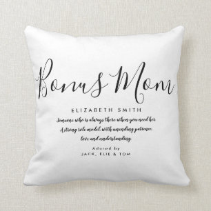 Bonus mama Stepmama Quote Black en White Throw Pil Kussen