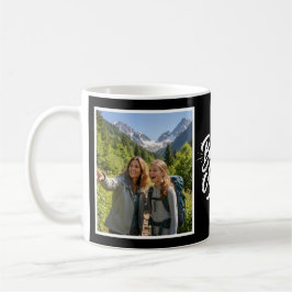 Bonus Moeder Brush Script Twee Foto Zwart en Wit Koffiemok