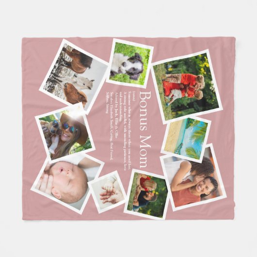 Bonus Moeder Definitie 9 Foto Collage Roze Roze Fleece Deken (Voorkant (Horizontaal))