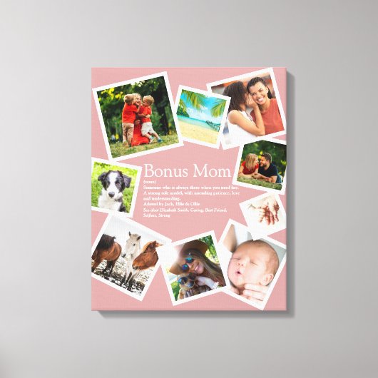 Bonus Moeder Definitie Blush Roze 9 Foto Collage Canvas Afdruk (Voorkant)