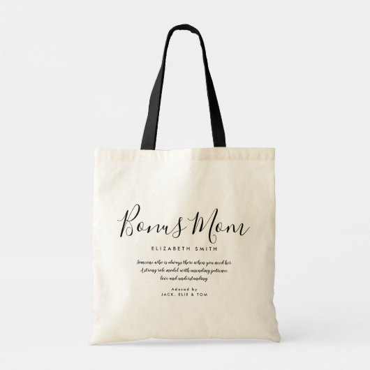 Bonus Moeder Elegant Script Stiefmoeder Citatum Ta Tote Bag (Achterkant)