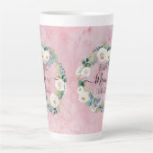 Bonus Moeder Ik Hou Van Je Roze Wit Boho Bloemen K Latte Mok (Voorkant)