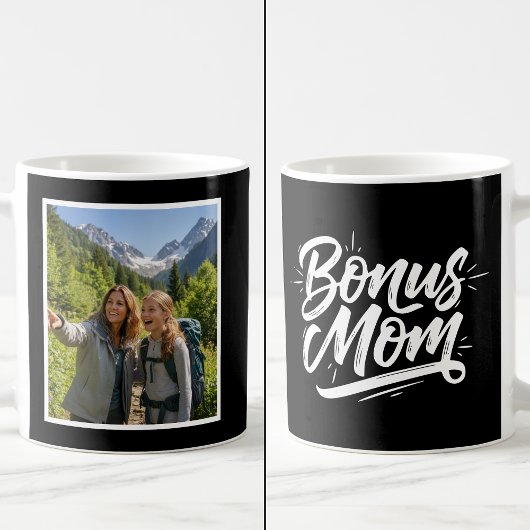 Bonus Mom Brush Script 1 Custom Photo Black White Koffiemok