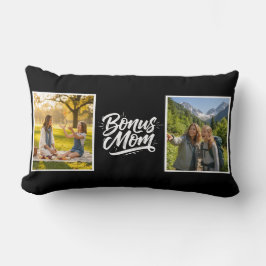 Bonus Mom Brush Script Two Photo Black and White Kussen