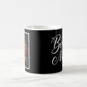 Bonus Mom Elegant Cursive 1 Custom Photo Black Koffiemok (Center)
