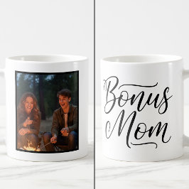 Bonus Mom Elegant Cursive 1 Custom Photo Koffiemok