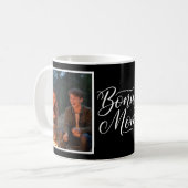Bonus Mom Elegant Cursive 2 Photo Black Koffiemok (Voorkant links)