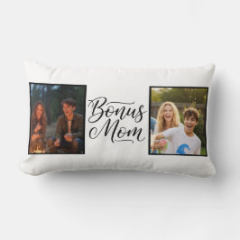 Bonus Mom Elegant Cursive Two Photo Kussen