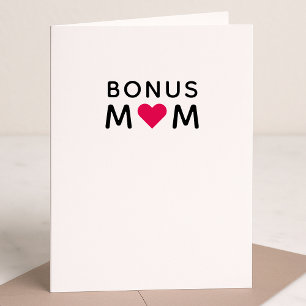 Bonus Mom   Modern Pink Heart Mother's Day Kaart