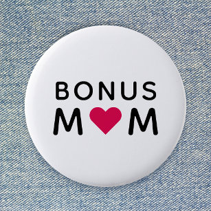 Bonus Mom   Modern Pink Heart Mother's Day Ronde Button 5,7 Cm