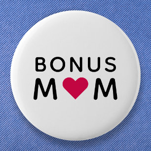 Bonus Mom Modern Pink Heart Mother's Day Ronde Button 5,7 Cm