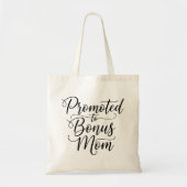Bonus Mom Promoted Elegant Cursive Four Photo Tote Bag (Voorkant)