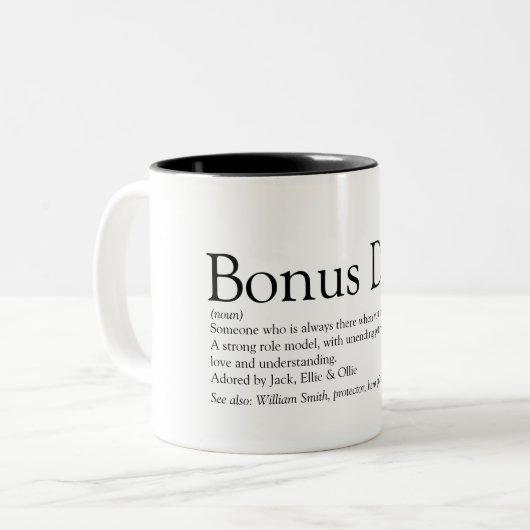 Bonus Pap Definition Fathers Day Stepfather Tweekleurige Koffiemok (Voorkant links)