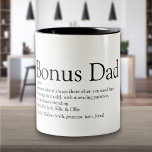 Bonus Pap Definition Fathers Day Stepfather Tweekleurige Koffiemok<br><div class="desc">Geef je speciale bonusvader een speciaal cadeau voor Vaderdag,  verjaardagen,  Kerstmis of elke dag die je wilt shows hoeveel hij voor je betekent. Een perfecte manier om hem te shows hoe geweldig hij elke dag is. Ontworpen door: Thisnotme©</div>