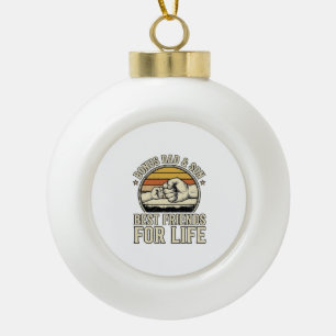 Bonus vader & zoon beste vrienden vintage shirt on keramische bal ornament