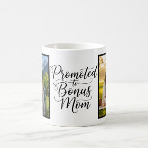 Bonusmoeder Bevorderd Elegante Cursieve Twee Foto Koffiemok