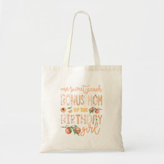 Bonusmoeder van het jarige meisje Eén zoete perzik Tote Bag