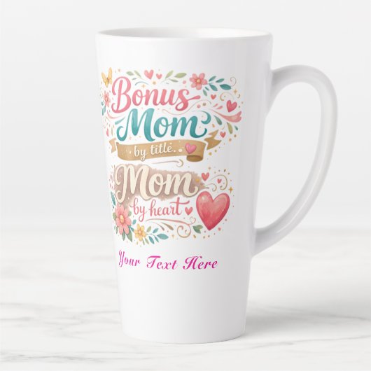 Bonusmoeder van titel, moeder van hart Moederdag Latte Mok (Rechts)