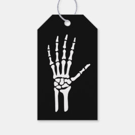 Bony Skeleton Hand op Black Halloween Cadeaulabel