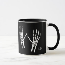 Bony Skeleton Hands Radioloog Halloween Zwart Mok
