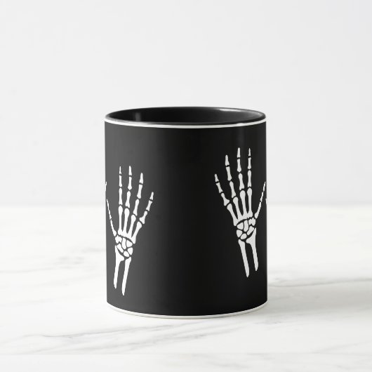 Bony Skeleton Hands Radioloog Halloween Zwart Mok (Midden)