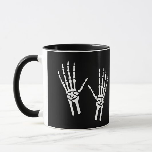 Bony Skeleton Hands Radioloog Halloween Zwart Mok (Links)