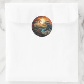 Bonzai Boom Wave Yin Yang Martial Arts Ronde Sticker (Tas)