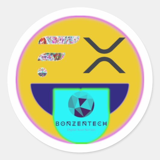 Bonzentech FLR XRP Crypto Face Sticker! Ronde Sticker (Voorkant)