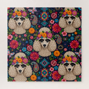 Boo22 Kunstenaar Poodle Boho Bloemig – Kleurrijke Legpuzzel