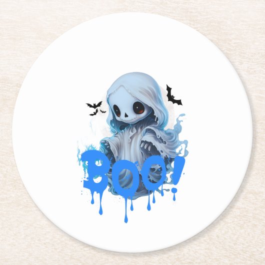 Boo 03 ronde kartonnen onderzetter (Voorkant)
