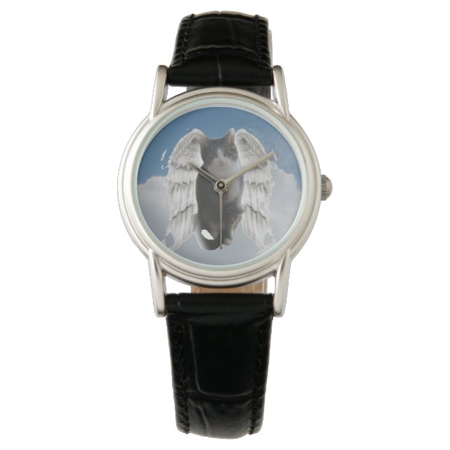 Boo Angel Women's Classic Black Leather Watch Horloge (Voorkant)